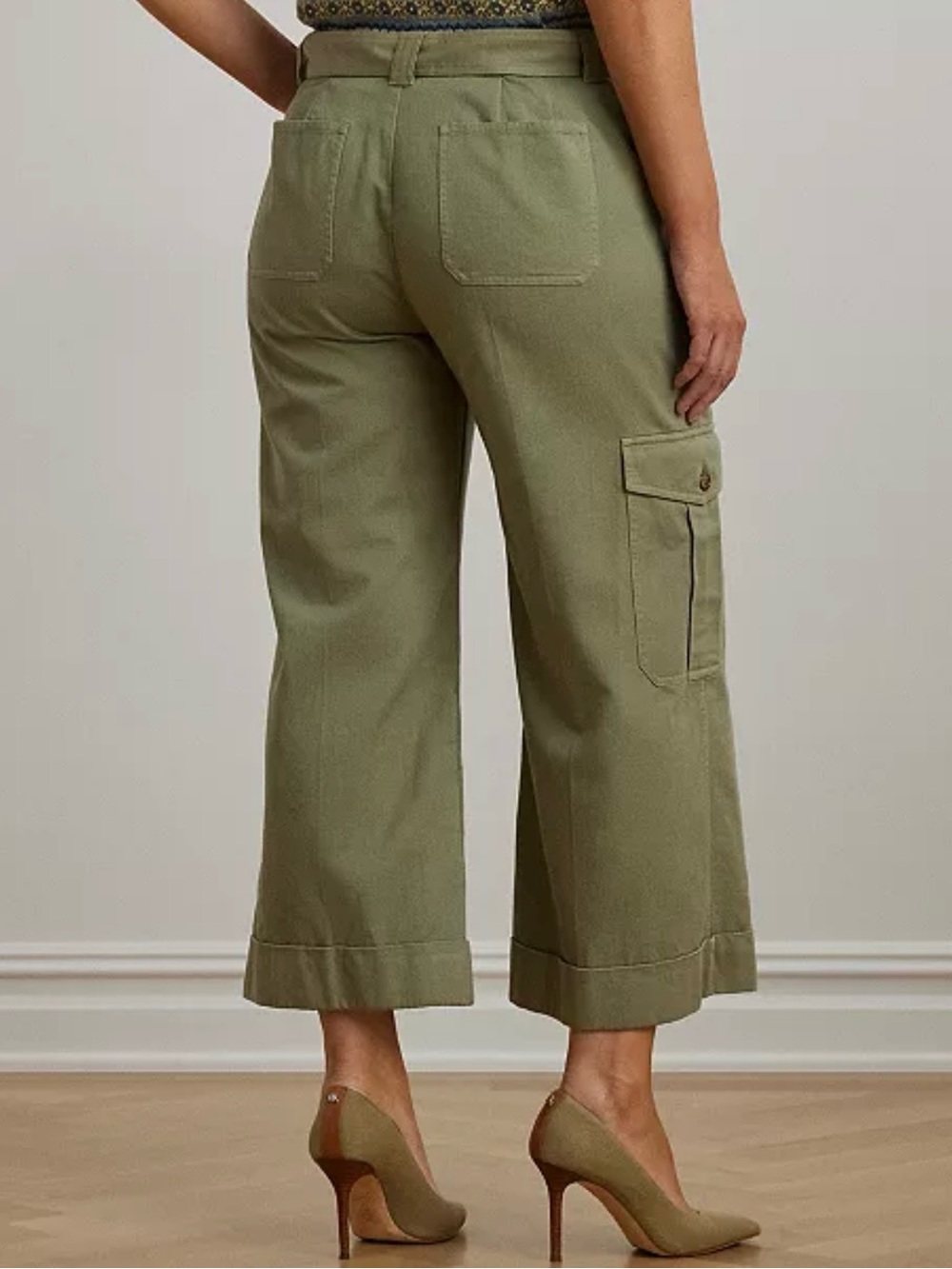 NWT Lauren Ralph Lauren Zabrenah Twill Wide Leg Cargo Pants Size 18 - Picture 2 of 8